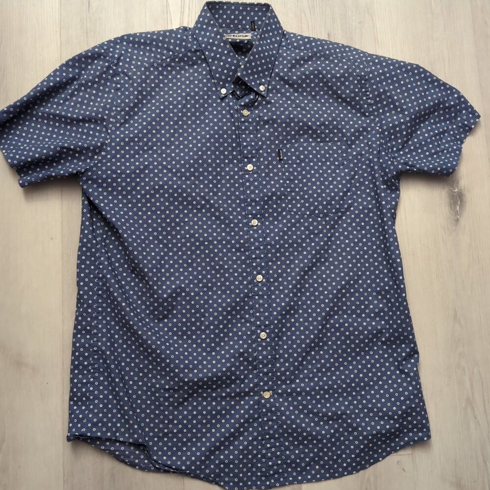 Barbour Shirt Mens Medium Multi Color Short Sleeve Casual Button Shirt